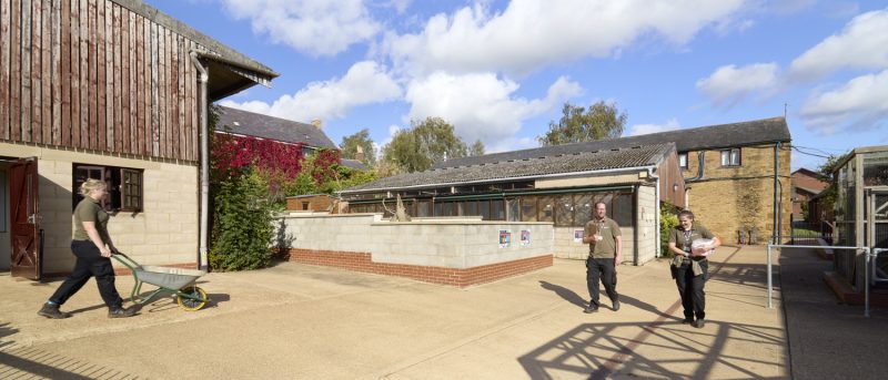 animal welfare staff walking across animal welfare centre