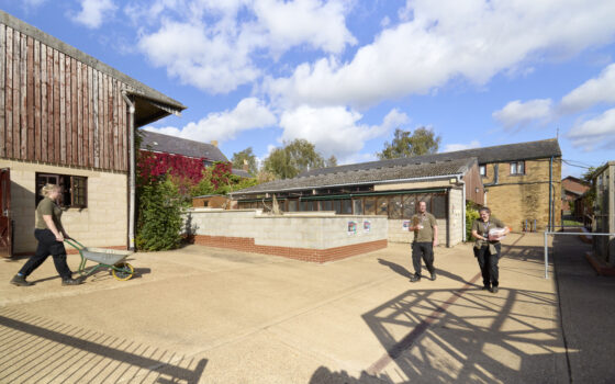 animal welfare staff walking across animal welfare centre