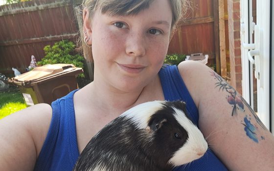 Dione Wiltshire with her guinea pig