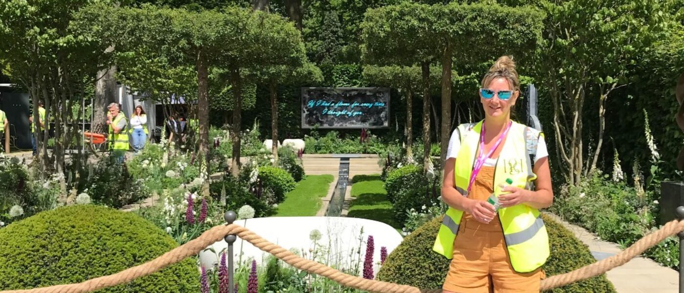 Floristry student Alison at the RHS Chelsea Flower Show