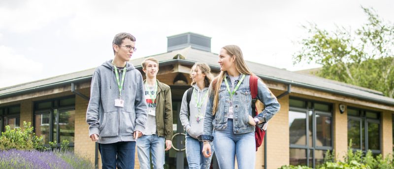 Students in front of Student Registry