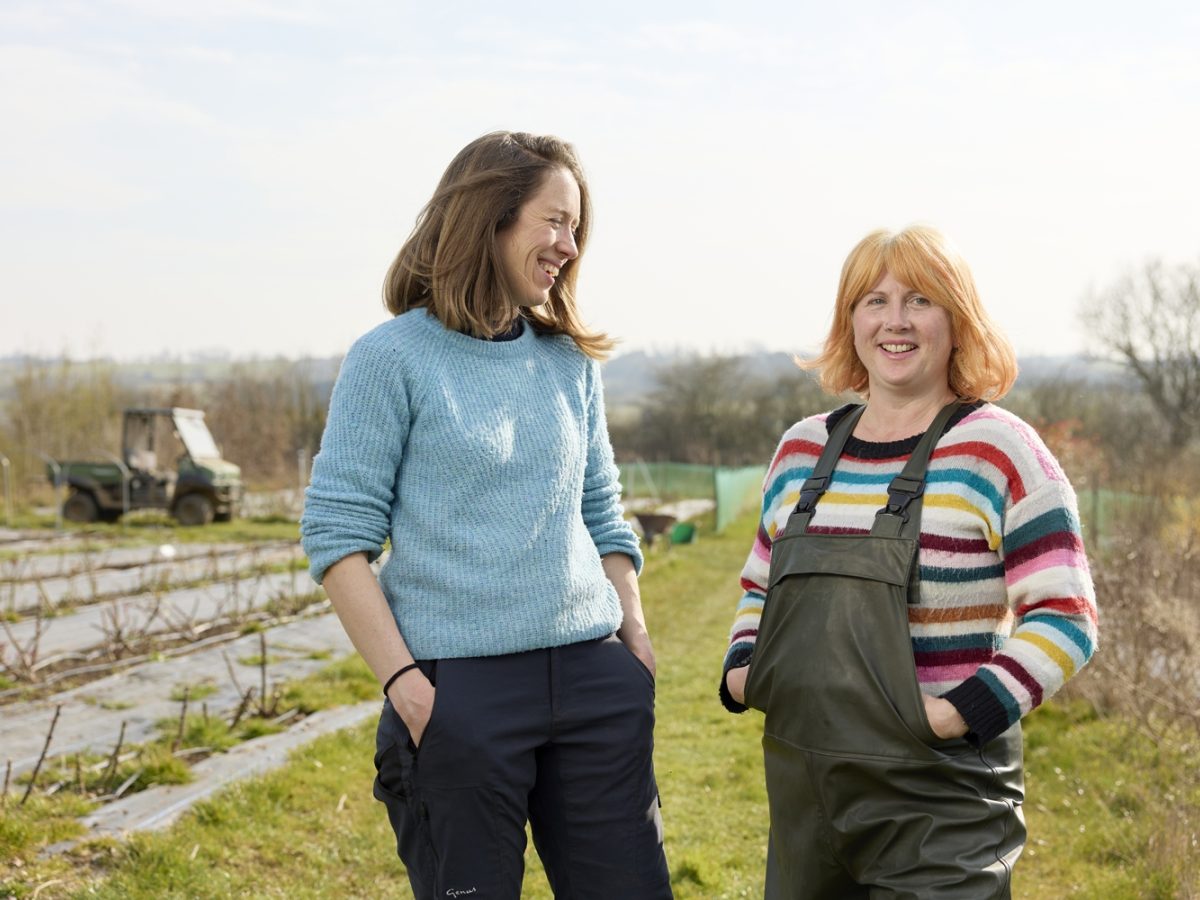 Floristry student Rebecca with the co-owner of Flower & Farmer, Milly Naden-Robinson