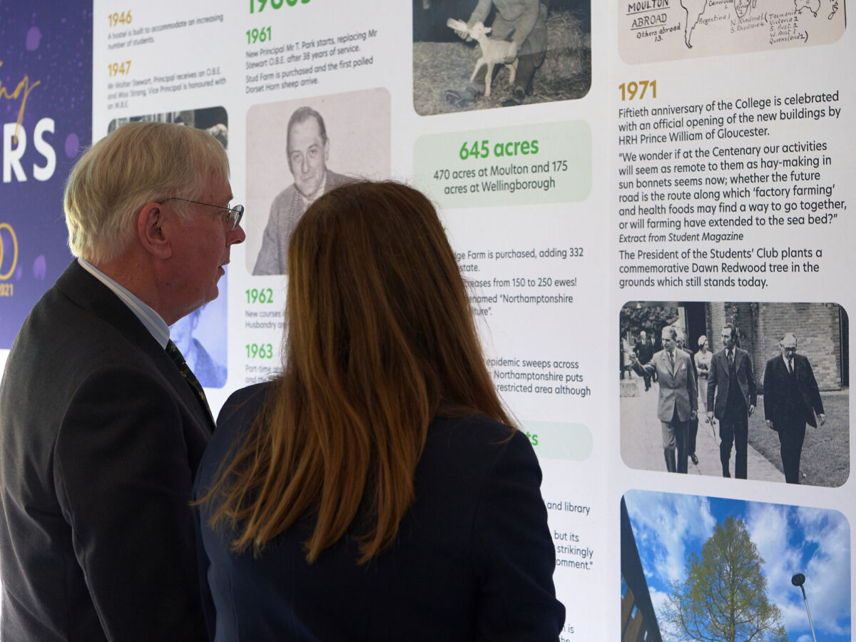 HRH The Duke of Gloucester discovering more about the College's one hundred year history
