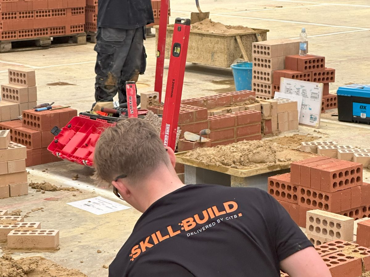 Skillbuild Contestants working on brickwork competition pieces