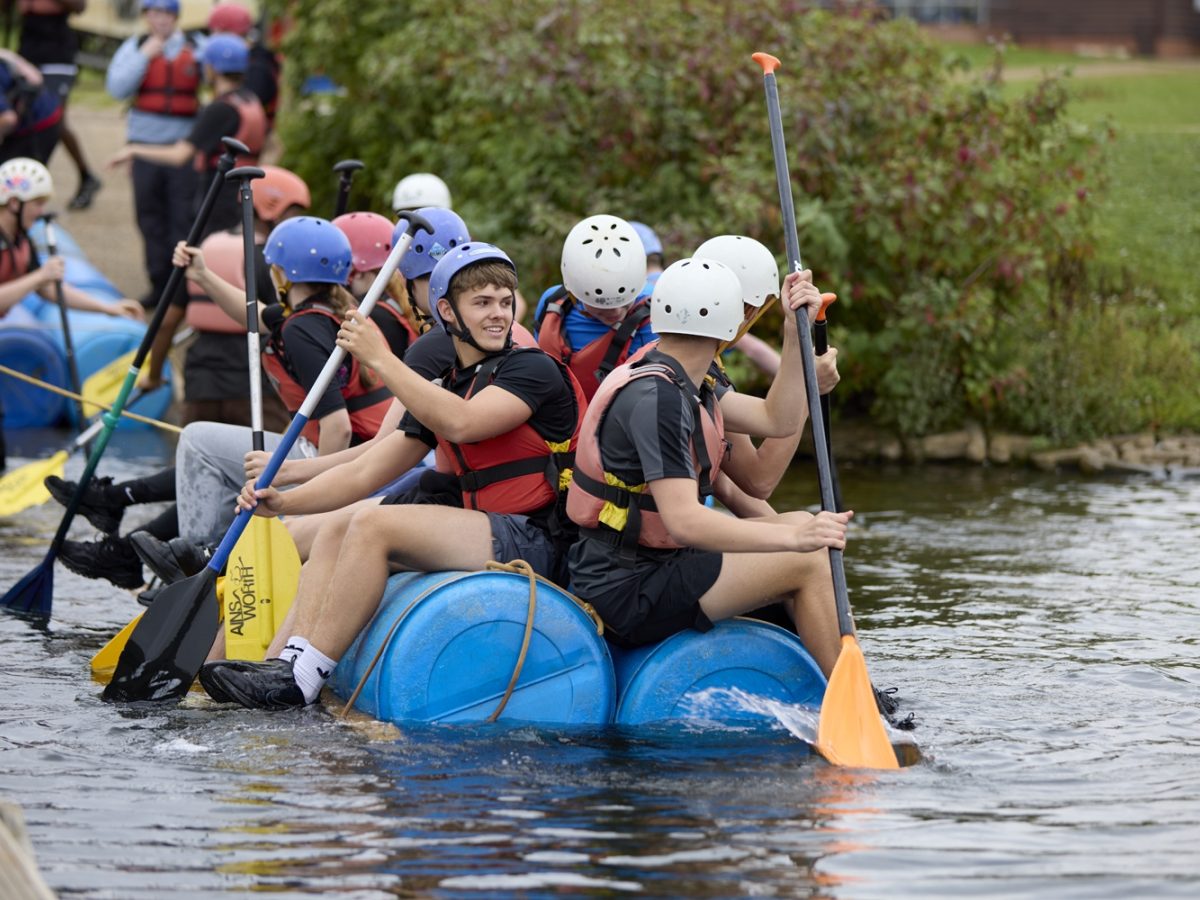 Students rafting at Caldecotte Xperience trip