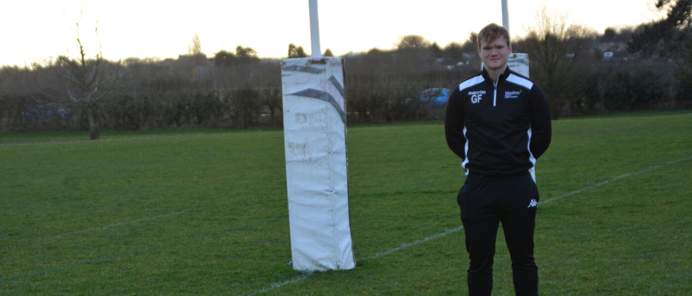 Moulton College rugby student Olly Frostick on campus